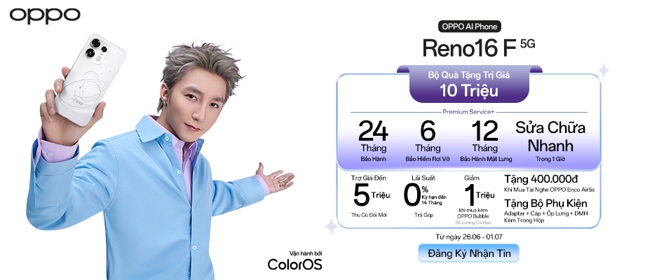 OPPO RENO16 F 5G  Đăng ký nhận tin